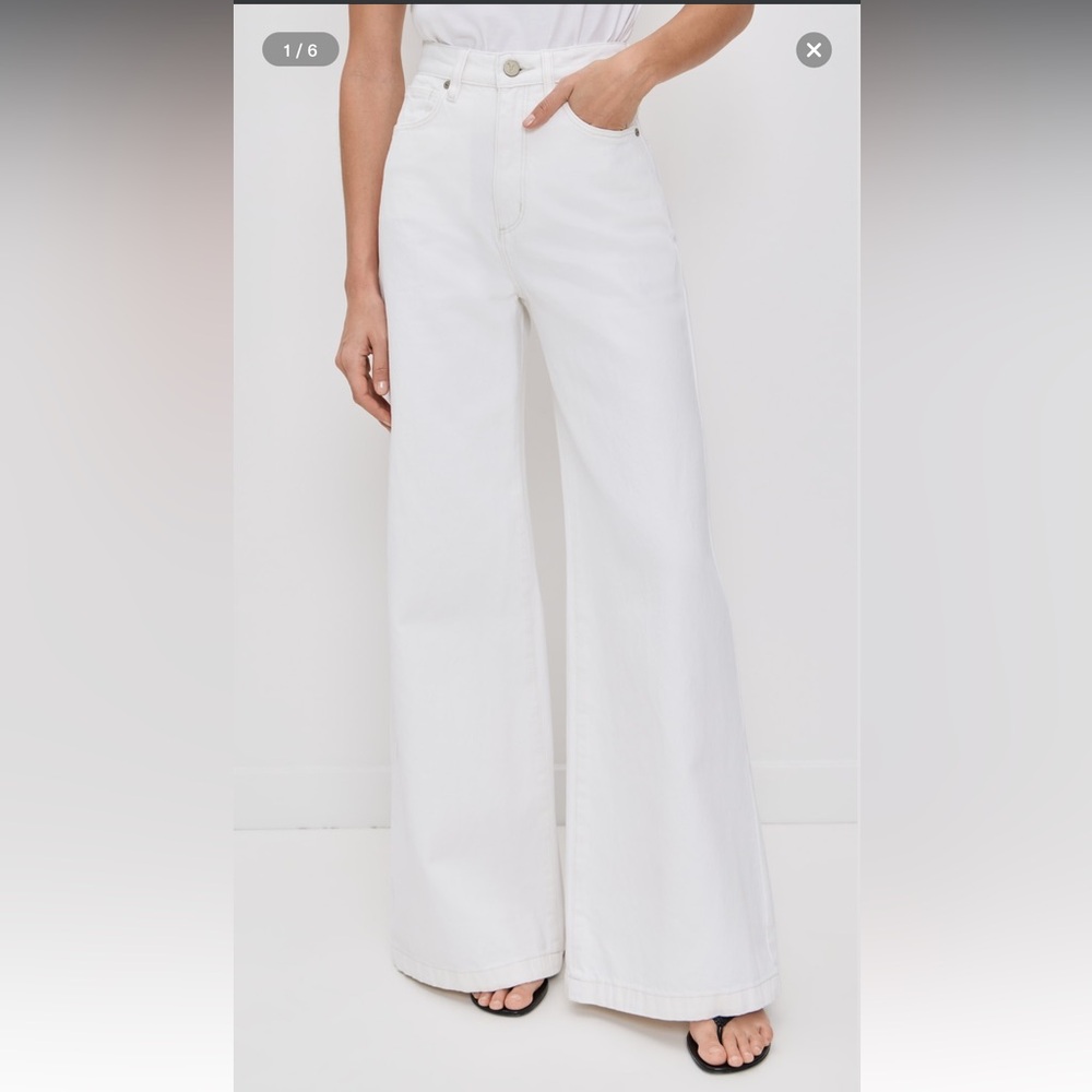 NWT High waist wide leg white jeans